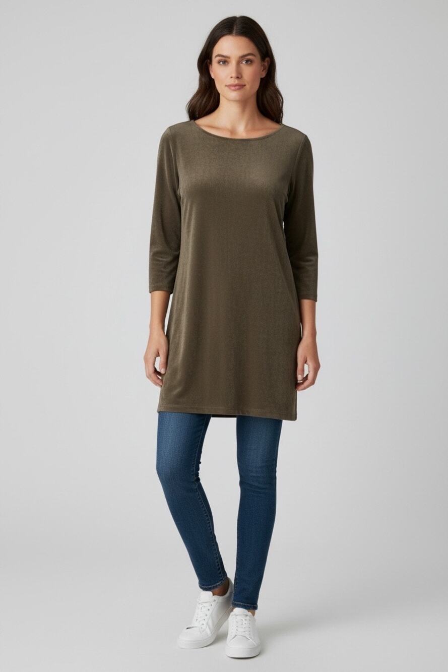 Chico's Travelers Brown Oversized Slinky Tunic, Sz.1/8US Excellent Condition